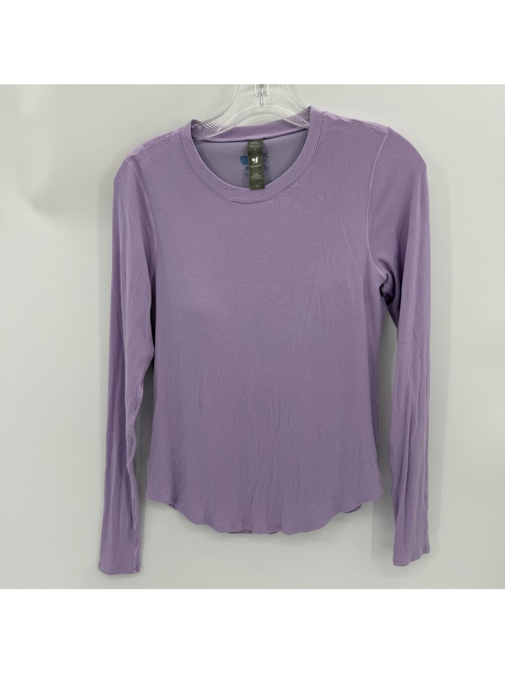 SHEBIRD Purple Fitted Crew Neck Long Sleeve Shirt Built in Bra Size 4 Small